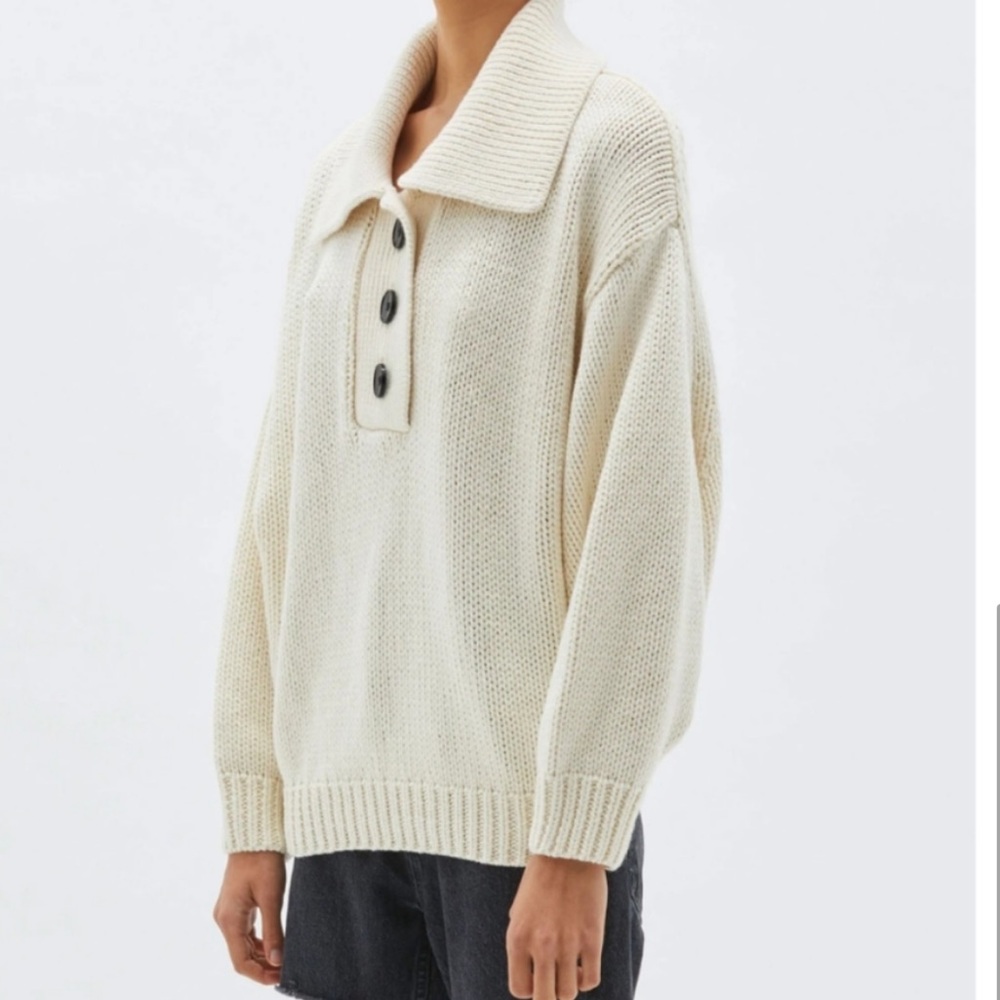 Bassike Oversized Polo Neck Knit Sweater - Picture 2 of 8